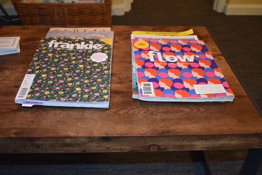 Magazines on table in Capitol Hill therapy practice entry room
