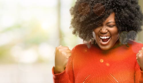 Woman celebrates her little victories